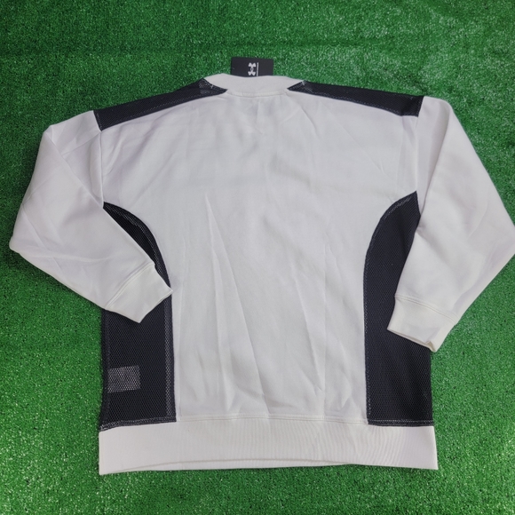 Under Armour Women's Sweatshirt Vented Mesh Sides Size Large White Black Loose - Picture 9 of 9